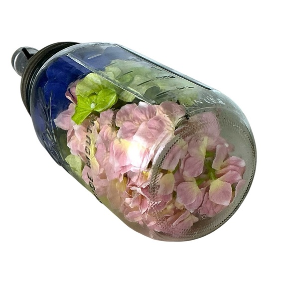 Vintage Mason Jar Lamp Hydrangea Floral Hand Crafted  21” with  Lamp Shade 1999 - Picture 13 of 16